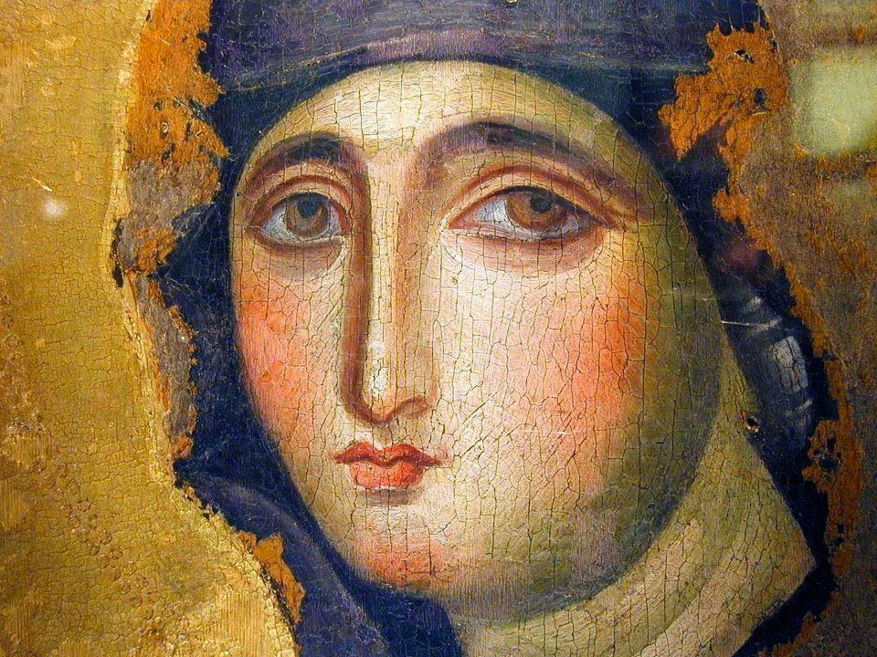 Εικόνα άρθρου Βυζαντινό αντίγραφο του 7ου αι. της Παναγίας Αγιοσορίτισσας (λεπτομέρεια).
